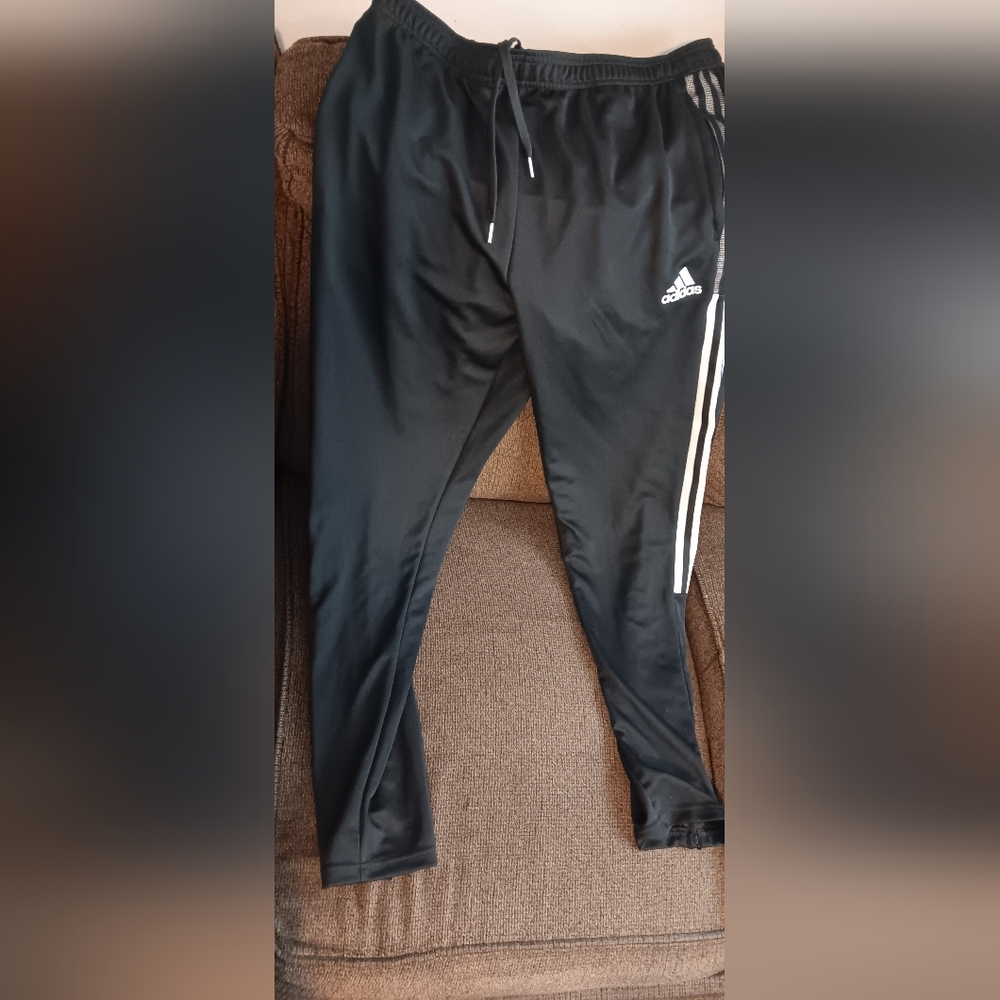 adidas Black Jogger Sweatpants with White Stripes